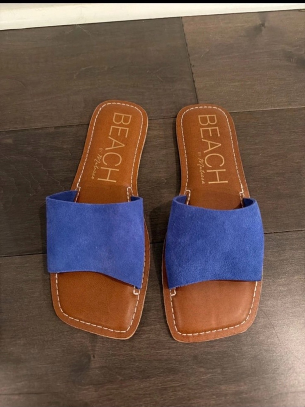 BEACH by M Blue Suede Slide Sandals for Women